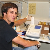 Steve Dauncey testing urine samples