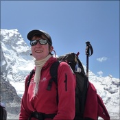 Kay Mitchell near base camp in 2009 - Photographed by Mike Teanby