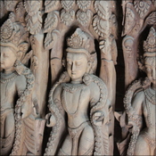 Carvings inside the palace waiting to be put back in place