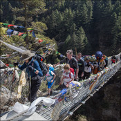 Standard bridge traffic jam in Nepal