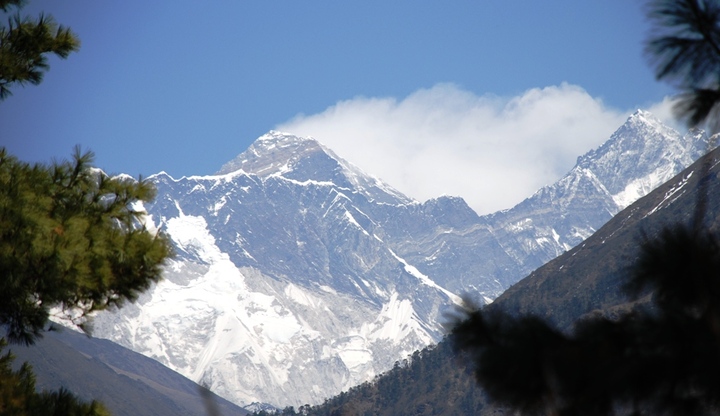 Everest and Lhotse from Namche Hill