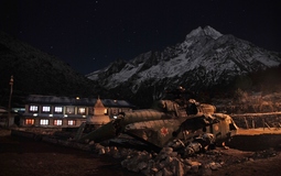 RMcM Helicopter and Lodge by night