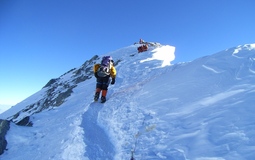 Approaching the summit of Everest