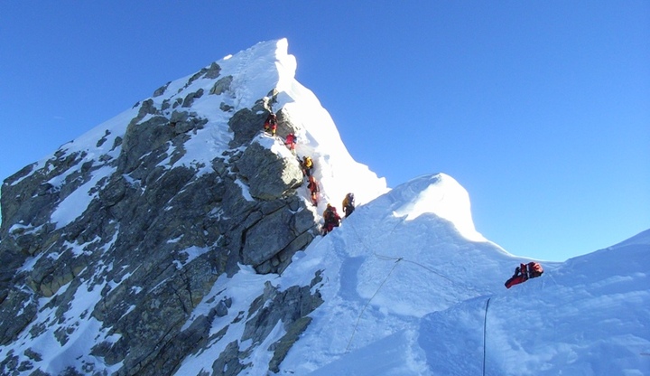Xtreme Everest Team on Hilary Step