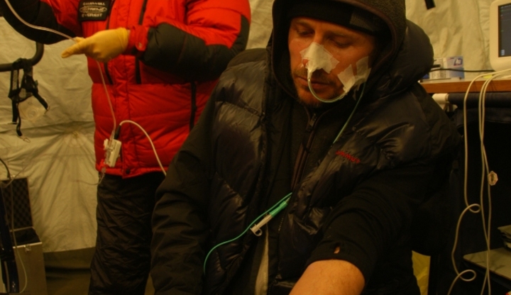 Andre Vercueil prepares to have an arterial line inserted