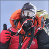 Climber on Cho Oyu summit