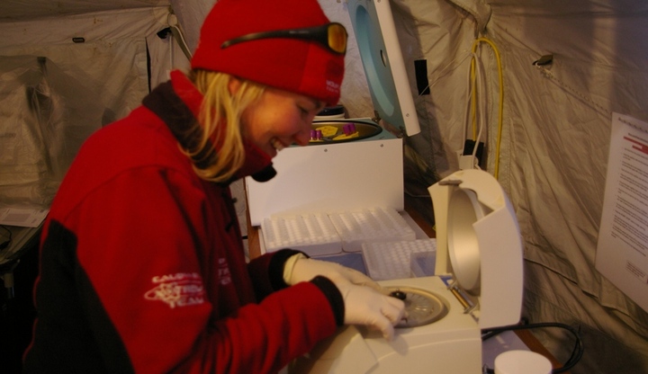 Liesl using the centrifuge Liesl using the centrifuge